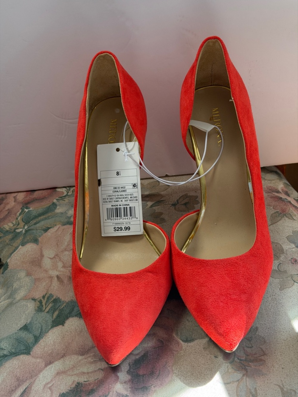 Merona Red Pointed-Toe Suede Pumps